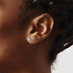 Sterling Silver Rhodium-plated 5-6mm Grey Round Freshwater Cultured Pearl Post Earrings