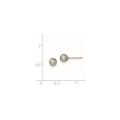 Sterling Silver Rhodium-plated 5-6mm Grey Round Freshwater Cultured Pearl Post Earrings