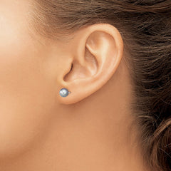 Sterling Silver Rhodium-plated 6-7mm Grey Round Freshwater Cultured Pearl Post Earrings