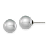 Sterling Silver Rhodium-plated 9-10mm Grey Round Freshwater Cultured Pearl Post Earrings