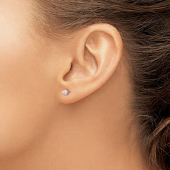 Sterling Silver Rhodium-plated 4-5mm Purple Round Freshwater Cultured Pearl Post Earrings