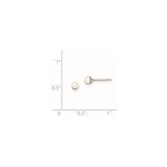 Sterling Silver Rhodium-plated 3-4mm White Round Freshwater Cultured Pearl Post Earrings