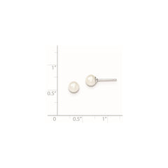 Sterling Silver Rhodium-plated 5-6mm White Round Freshwater Cultured Pearl Post Earrings