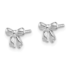 Sterling Silver Rhodium-plated Polished Bow Children's Post Earrings