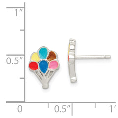 Sterling Silver Polished Enamel Balloon Childs Post Earrings