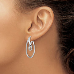 Sterling Silver Rhodium-plated Double Twisted Hoop Earrings