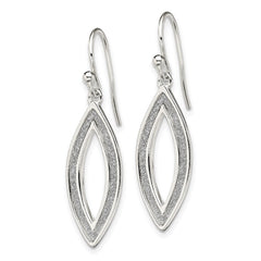 Sterling Silver Polished Enamel Glitter Fabric Marquise Dangle Earrings
