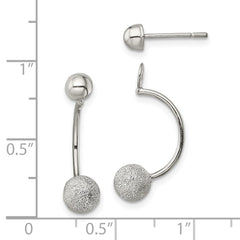Sterling Silver Polished Laser-cut Bead Jackets w/Button Earrings