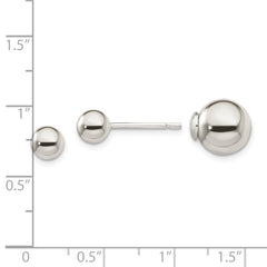 Sterling Silver Polished 6mm/10mm Ball Front Back Post Earrings