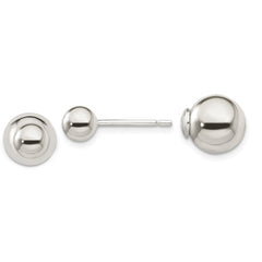 Sterling Silver Polished 6mm/10mm Ball Front Back Post Earrings
