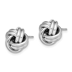 Sterling Silver Rhodium Plated Polished Love Knot Post Earrings - 2