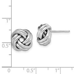 Sterling Silver Rhodium Plated Polished Love Knot Post Earrings - 2