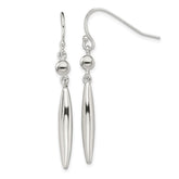 Sterling Silver Polished Bead & Elongated Oval Dangle Earrings