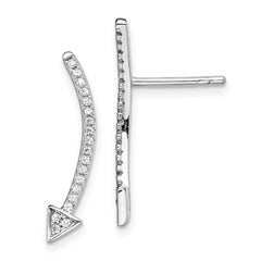 Sterling Silver Rhodium-plated Polished CZ Arrow Ear Climber Post Earrings