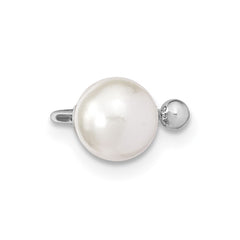 Sterling Silver Rhodium-plated Polished Mother of Pearl Single Cuff Earring