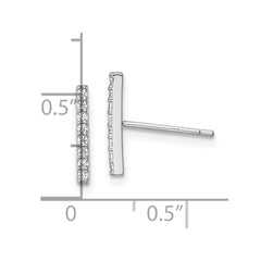 Sterling Silver Rhodium-plated Polished CZ Bar Post Earrings - 2