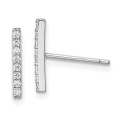 Sterling Silver Rhodium-plated Polished CZ Bar Post Earrings - 2