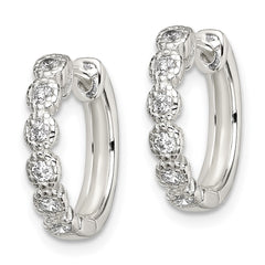 Sterling Silver CZ Hinged Hoop Earrings - 3