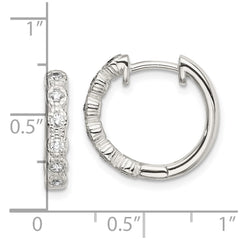 Sterling Silver CZ Hinged Hoop Earrings - 3
