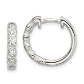 Sterling Silver CZ Hinged Hoop Earrings - 3