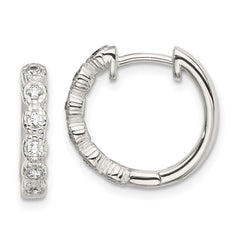 Sterling Silver CZ Hinged Hoop Earrings - 3