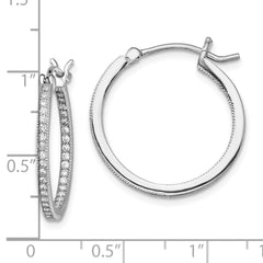 Sterling Silver Rhodium-plated Micro Pavâ CZ In/Out Hoops