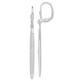 Sterling Silver Rhodium-plated Polished CZ Bar Leverback Dangle Earrings