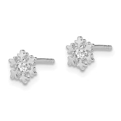Sterling Silver Rhodium-plated CZ Snowflake Post Earrings - 3