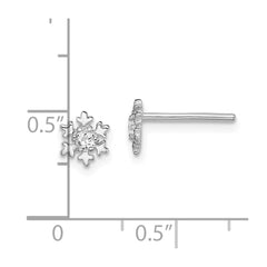 Sterling Silver Rhodium-plated CZ Snowflake Post Earrings - 3