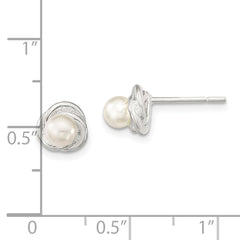 Sterling Silver Polished Synthetic Pearl Post Earrings