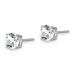 Sterling Silver Rhod-pltd Clear Crystal Birthstone Earrings