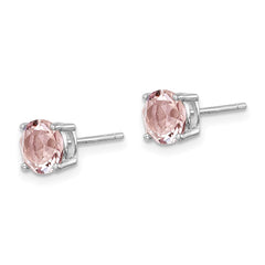 Sterling Silver Rhod-pltd Lavender Pink Crystal Birthstone Earrings
