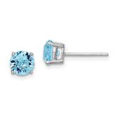 Sterling Silver Rhod-pltd Aqua Blue Crystal Birthstone Earrings