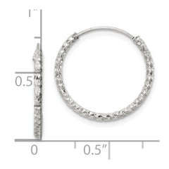 Sterling Silver Diamond Cut 1.5x18mm Endless Hoop Earrings