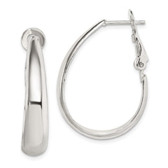 Sterling Silver Polished Omega Back Hoop Earrings
