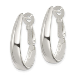 Sterling Silver Polished Omega Back Hoop Earrings - 2