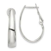 Sterling Silver Polished Omega Back Hoop Earrings - 2
