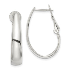 Sterling Silver Polished Omega Back Hoop Earrings - 2