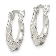 Sterling Silver Diamond Cut & Textured Hoop Earrings