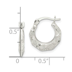 Sterling Silver Diamond Cut & Textured Hoop Earrings