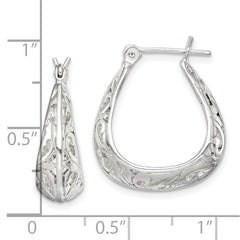 Sterling Silver Polished Swirl Filigree Hoop Earrings