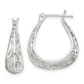 Sterling Silver Polished Swirl Filigree Hoop Earrings
