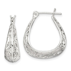 Sterling Silver Polished Swirl Filigree Hoop Earrings