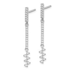 Sterling Silver Rhodium Plated CZ Dangle Earrings - 2