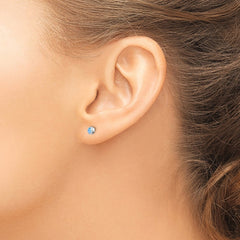 Sterling Silver RH-plated Polished 4mm Created Opal Round Stud Earrings