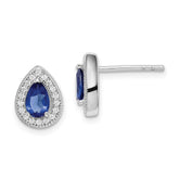 Sterling Silver Rhodium-plated Blue and Clear CZ Post Earrings - 2