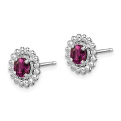 Sterling Silver Rhod-plat Rhodolite Garnet Earrings