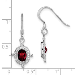 Sterling Silver Rhodium-plated Fancy Garnet Earrings