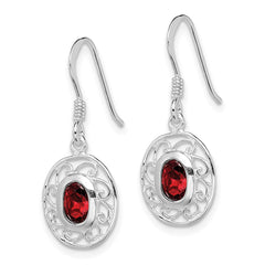 Sterling Silver Rhodium-plated Fancy Garnet Earrings - 2
