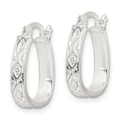 Sterling Silver Patterned 3mm Hoop Earrings